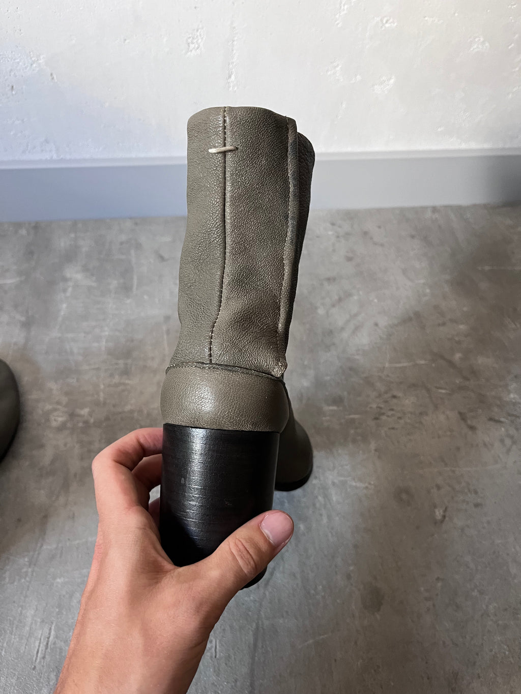 Maison Margiela Tabi Leather Heel Boots Grey Women - 41