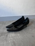 F/W 2000 Helmut Lang Textured Leather Kitten Heels Black Women - 37