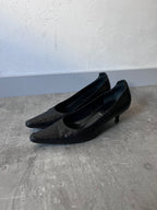 F/W 2000 Helmut Lang Textured Leather Kitten Heels Black Women - 37