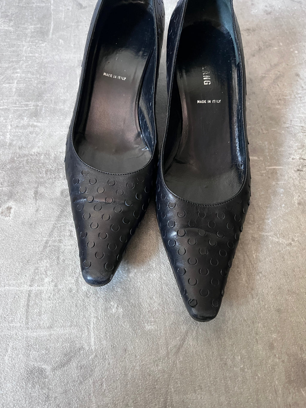 F/W 2000 Helmut Lang Textured Leather Kitten Heels Black Women - 37