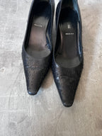 F/W 2000 Helmut Lang Textured Leather Kitten Heels Black Women - 37