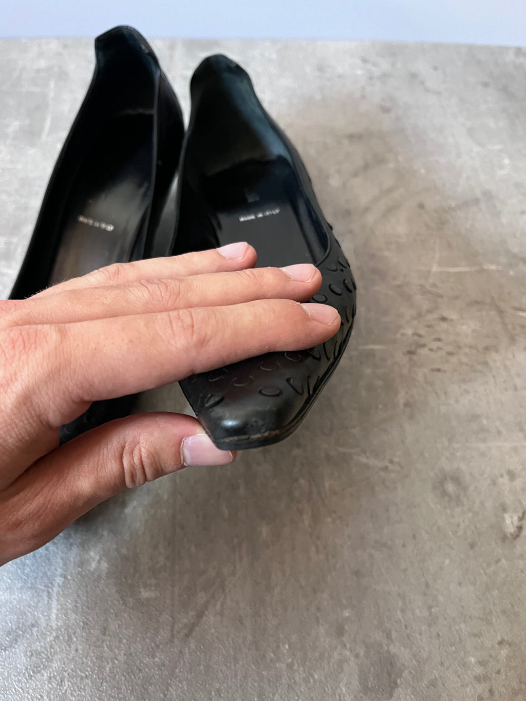 F/W 2000 Helmut Lang Textured Leather Kitten Heels Black Women - 37