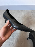 F/W 2000 Helmut Lang Textured Leather Kitten Heels Black Women - 37