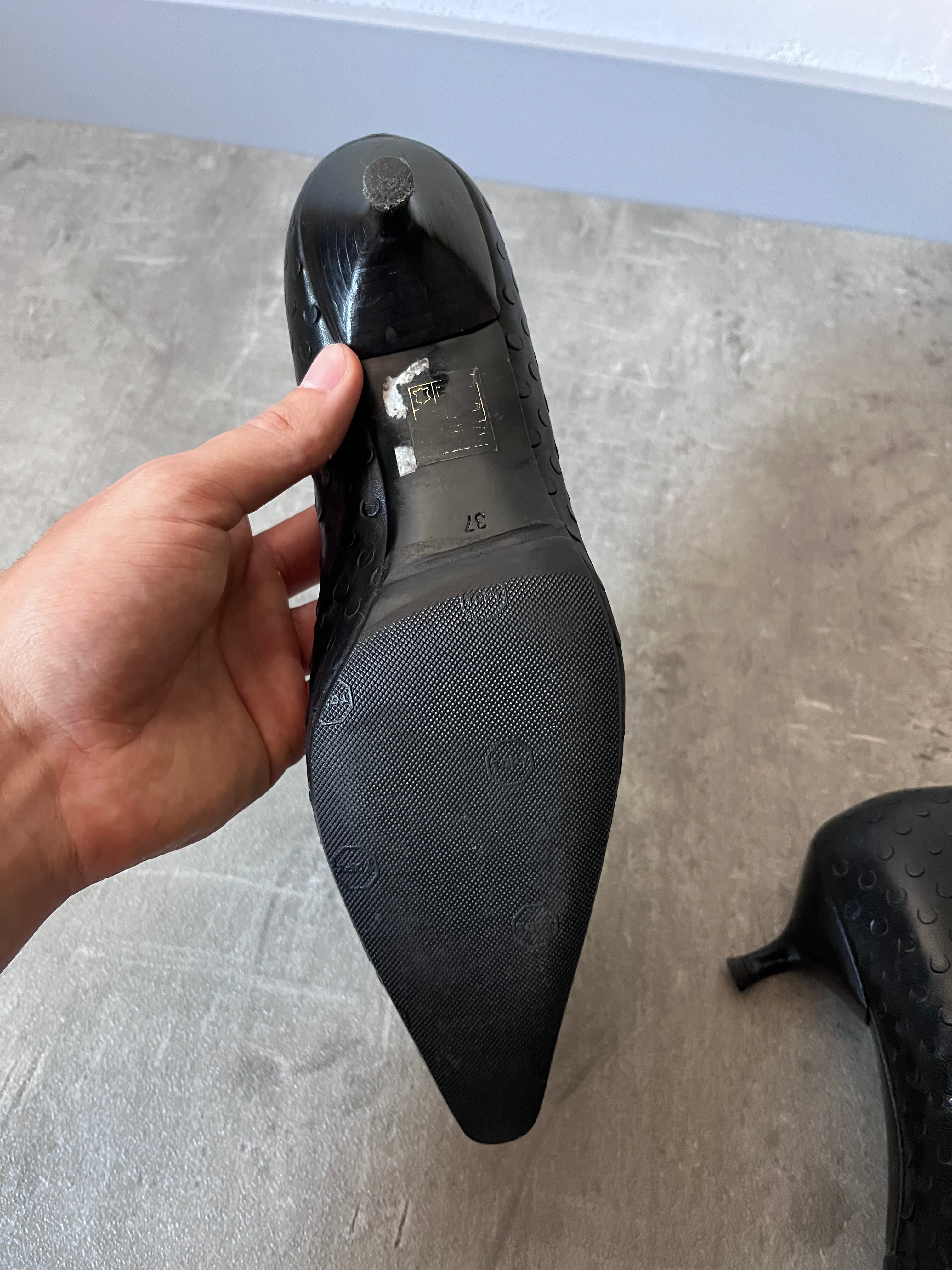F/W 2000 Helmut Lang Textured Leather Kitten Heels Black Women - 37