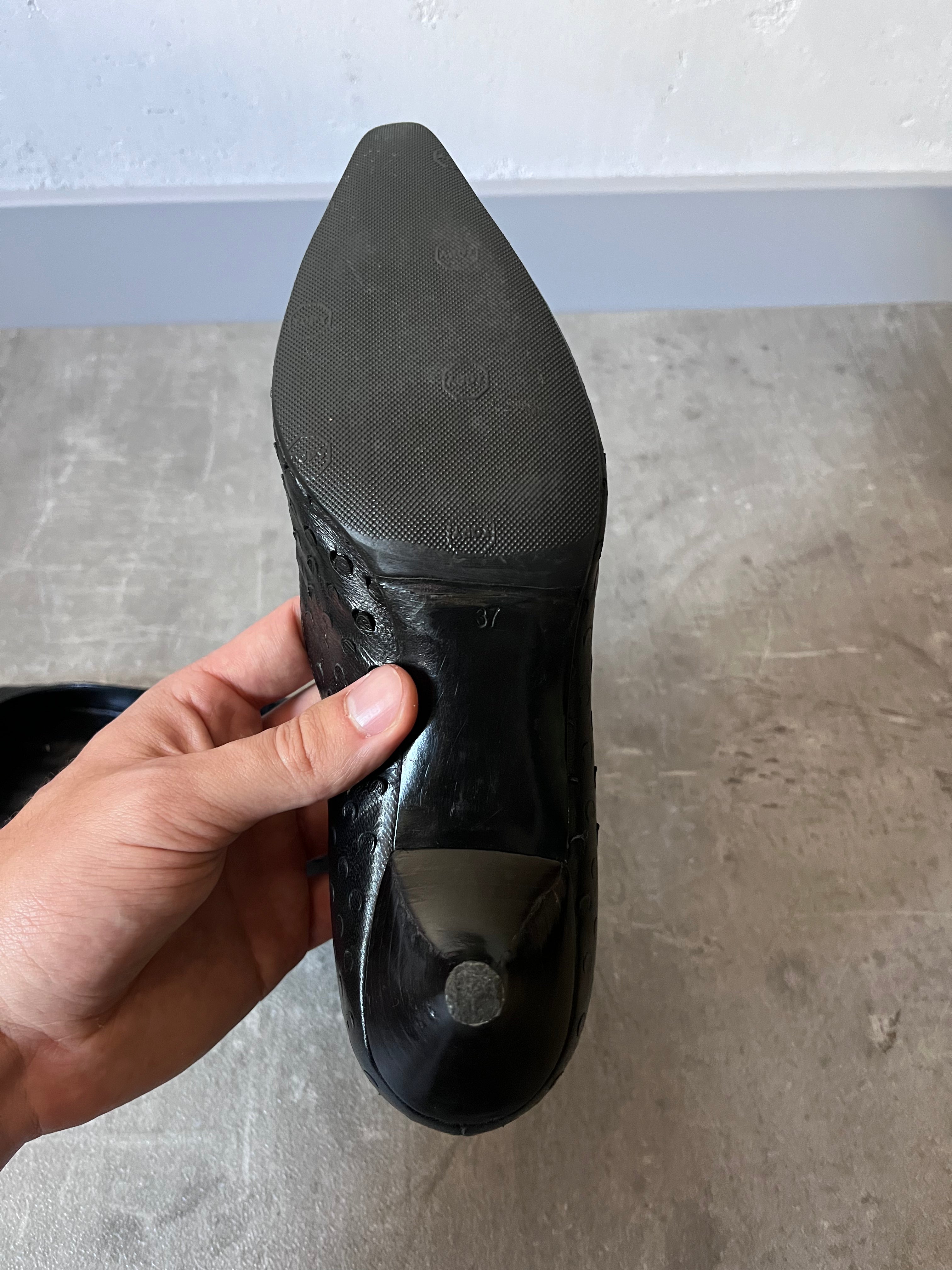 F/W 2000 Helmut Lang Textured Leather Kitten Heels Black Women - 37