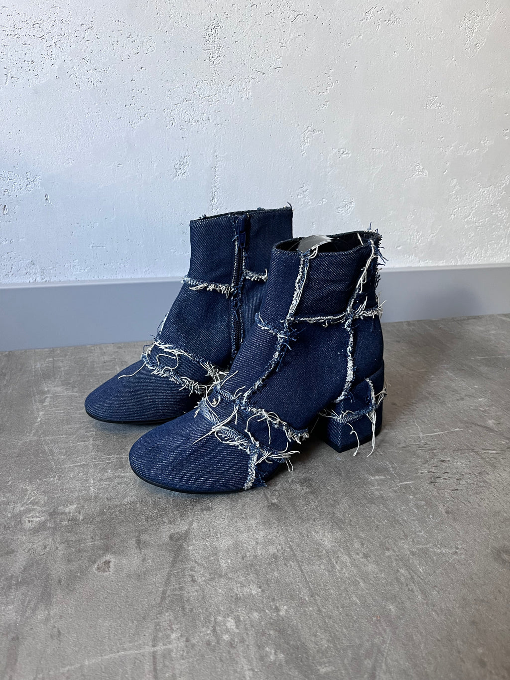 Maison Margiela MM6 Denim Ankle Heel Boots Navy Women - 37