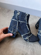 Maison Margiela MM6 Denim Ankle Heel Boots Navy Women - 37