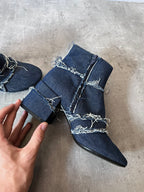 Maison Margiela MM6 Denim Ankle Heel Boots Navy Women - 37