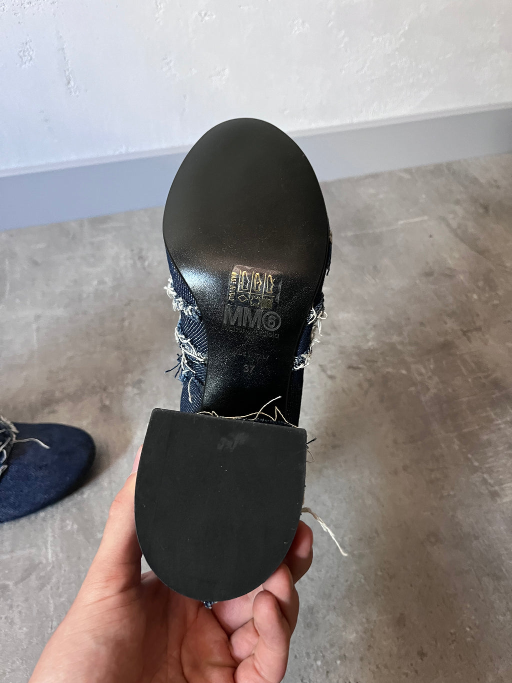 Maison Margiela MM6 Denim Ankle Heel Boots Navy Women - 37