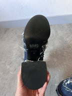 Maison Margiela MM6 Denim Ankle Heel Boots Navy Women - 37