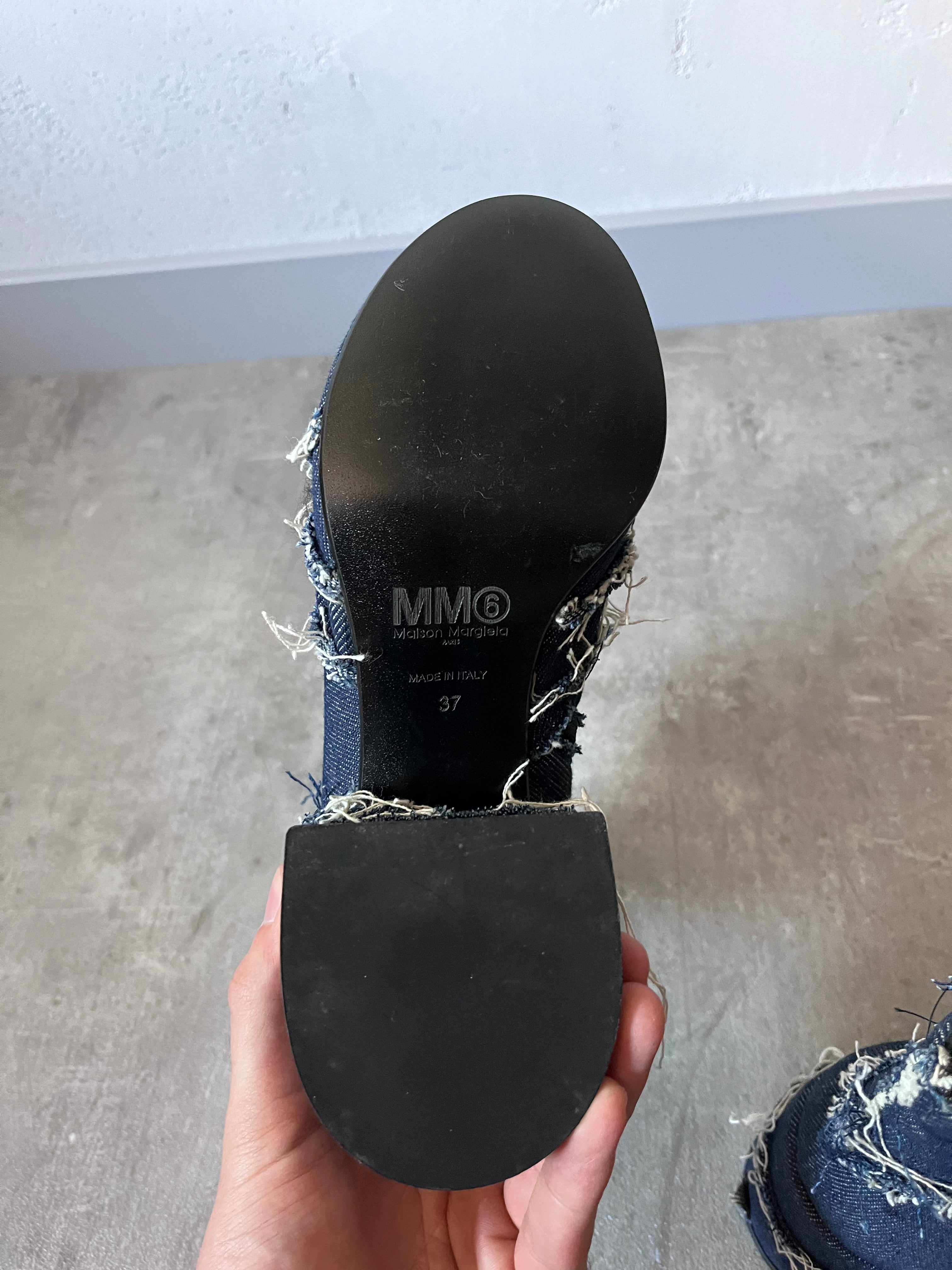 Maison Margiela MM6 Denim Ankle Heel Boots Navy Women - 37