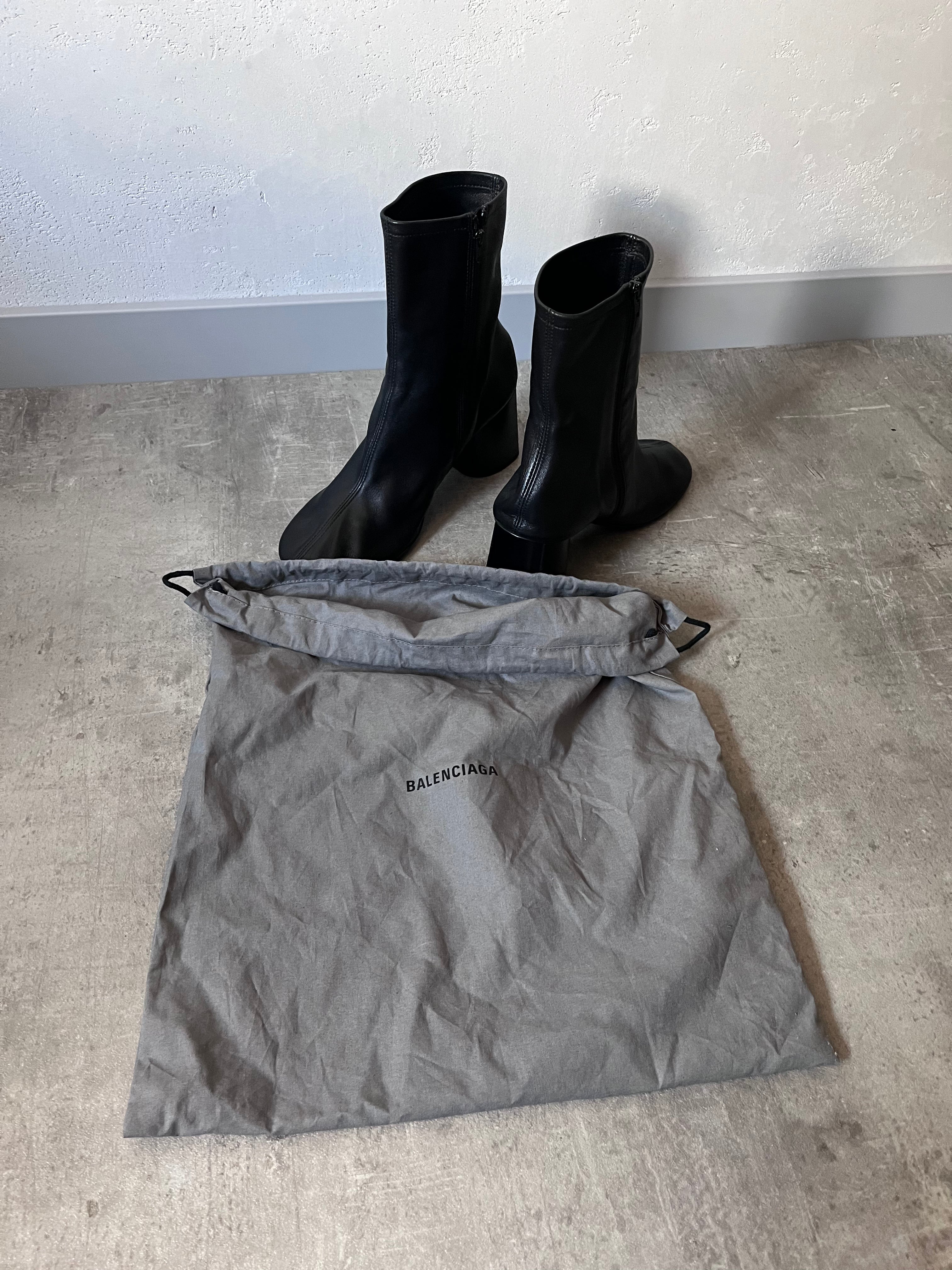 F/W 2022 Balenciaga Glove Leather Heel Boots Black Men - 42