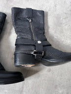 Miu Miu Engineer Buckle Motorcycle Leather Boots Black Women - 39