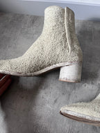 Maison Margiela Fur Look Like Tabi Leather Heel Boots Beige Men - 43