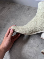 Maison Margiela Fur Look Like Tabi Leather Heel Boots Beige Men - 43