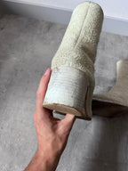 Maison Margiela Fur Look Like Tabi Leather Heel Boots Beige Men - 43