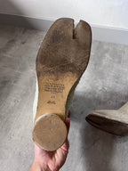 Maison Margiela Fur Look Like Tabi Leather Heel Boots Beige Men - 43