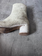 Maison Margiela Fur Look Like Tabi Leather Heel Boots Beige Men - 43