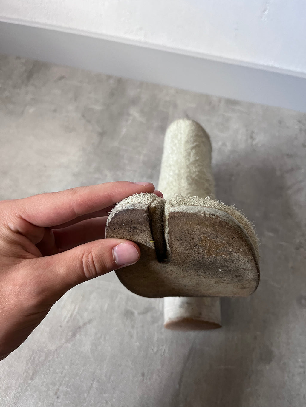 Maison Margiela Fur Look Like Tabi Leather Heel Boots Beige Men - 43