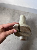 Maison Margiela Fur Look Like Tabi Leather Heel Boots Beige Men - 43