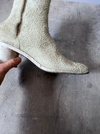 Maison Margiela Fur Look Like Tabi Leather Heel Boots Beige Men - 43