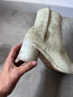 Maison Margiela Fur Look Like Tabi Leather Heel Boots Beige Men - 43