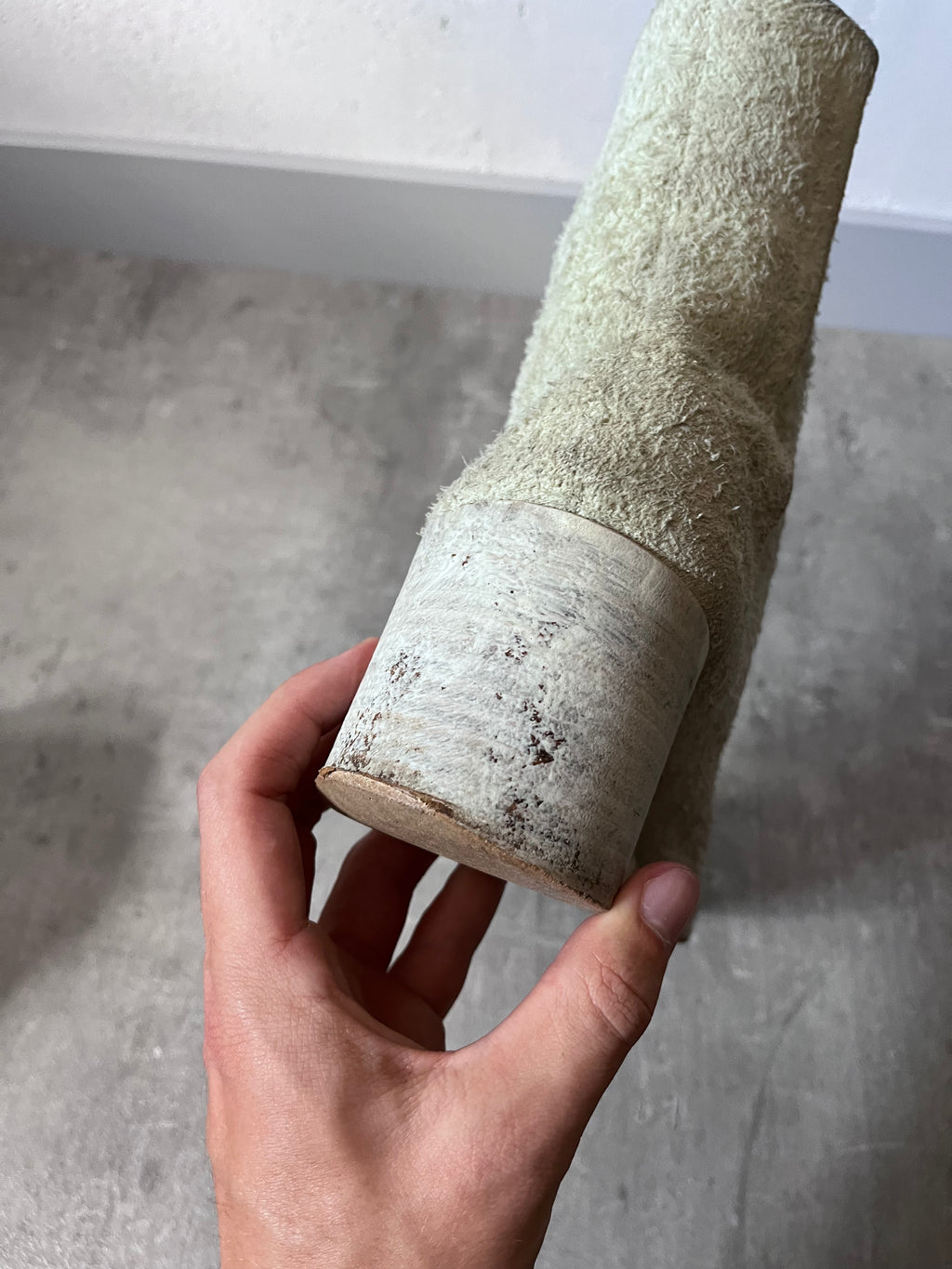 Maison Margiela Fur Look Like Tabi Leather Heel Boots Beige Men - 43