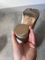 Maison Margiela Fur Look Like Tabi Leather Heel Boots Beige Men - 43
