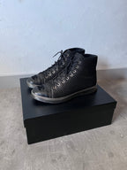 2016 Chanel Mesh Leather High Top Shoes Black Women - 39
