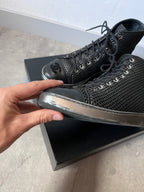 2016 Chanel Mesh Leather High Top Shoes Black Women - 39