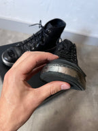 2016 Chanel Mesh Leather High Top Shoes Black Women - 39