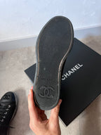2016 Chanel Mesh Leather High Top Shoes Black Women - 39