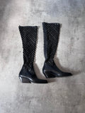 F/W 2019 Ann Demeulemeester Leather Net Heel Knee Boots Black Women - 40