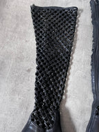 F/W 2019 Ann Demeulemeester Leather Net Heel Knee Boots Black Women - 40