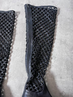F/W 2019 Ann Demeulemeester Leather Net Heel Knee Boots Black Women - 40