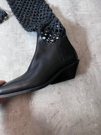 F/W 2019 Ann Demeulemeester Leather Net Heel Knee Boots Black Women - 40