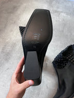 F/W 2019 Ann Demeulemeester Leather Net Heel Knee Boots Black Women - 40