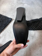 F/W 2019 Ann Demeulemeester Leather Net Heel Knee Boots Black Women - 40