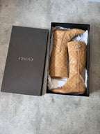 2000s Gucci GG Monogram Big Logo Leather Boots Beige Women - 38