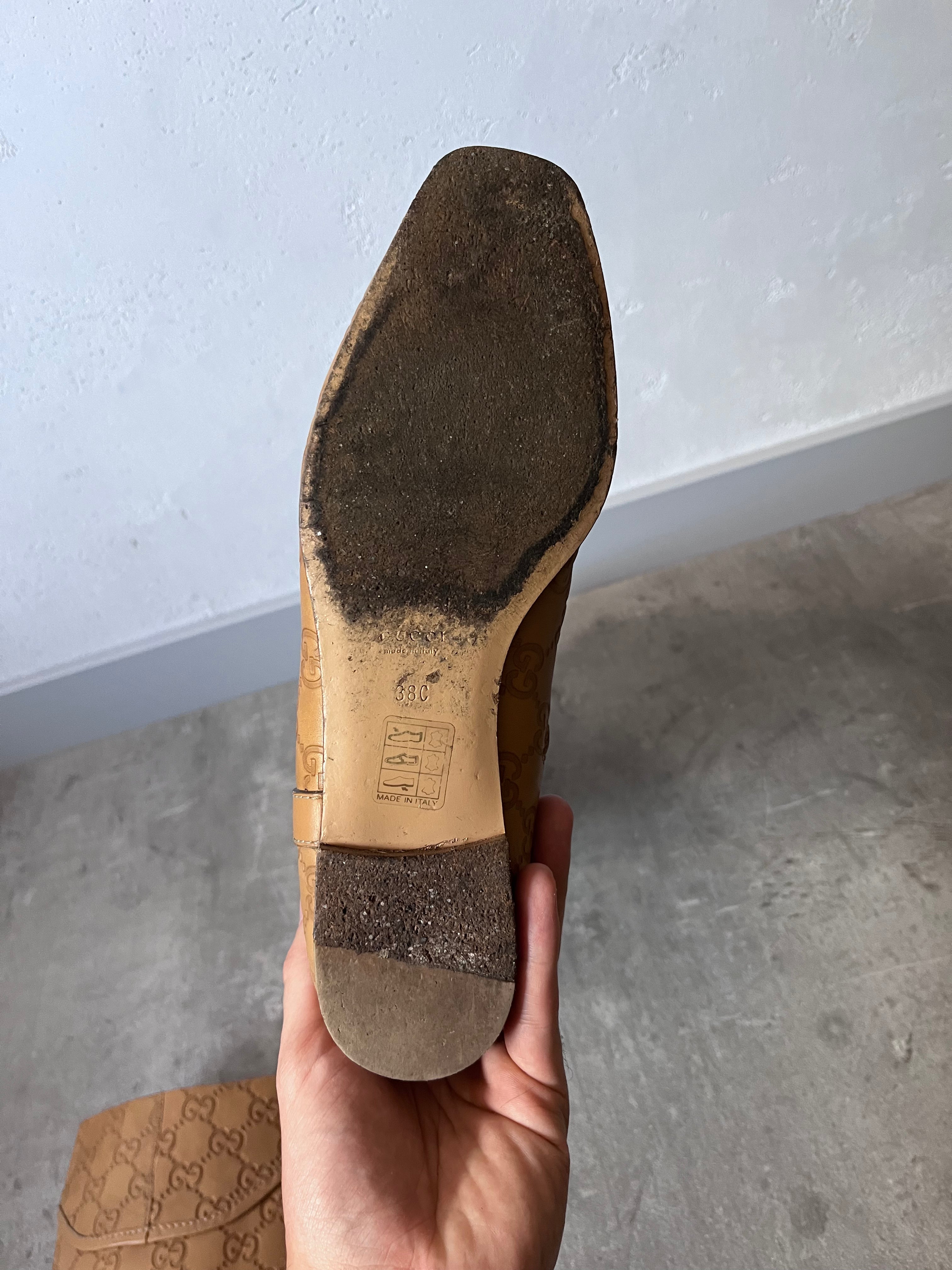 2000s Gucci GG Monogram Big Logo Leather Boots Beige Women - 38