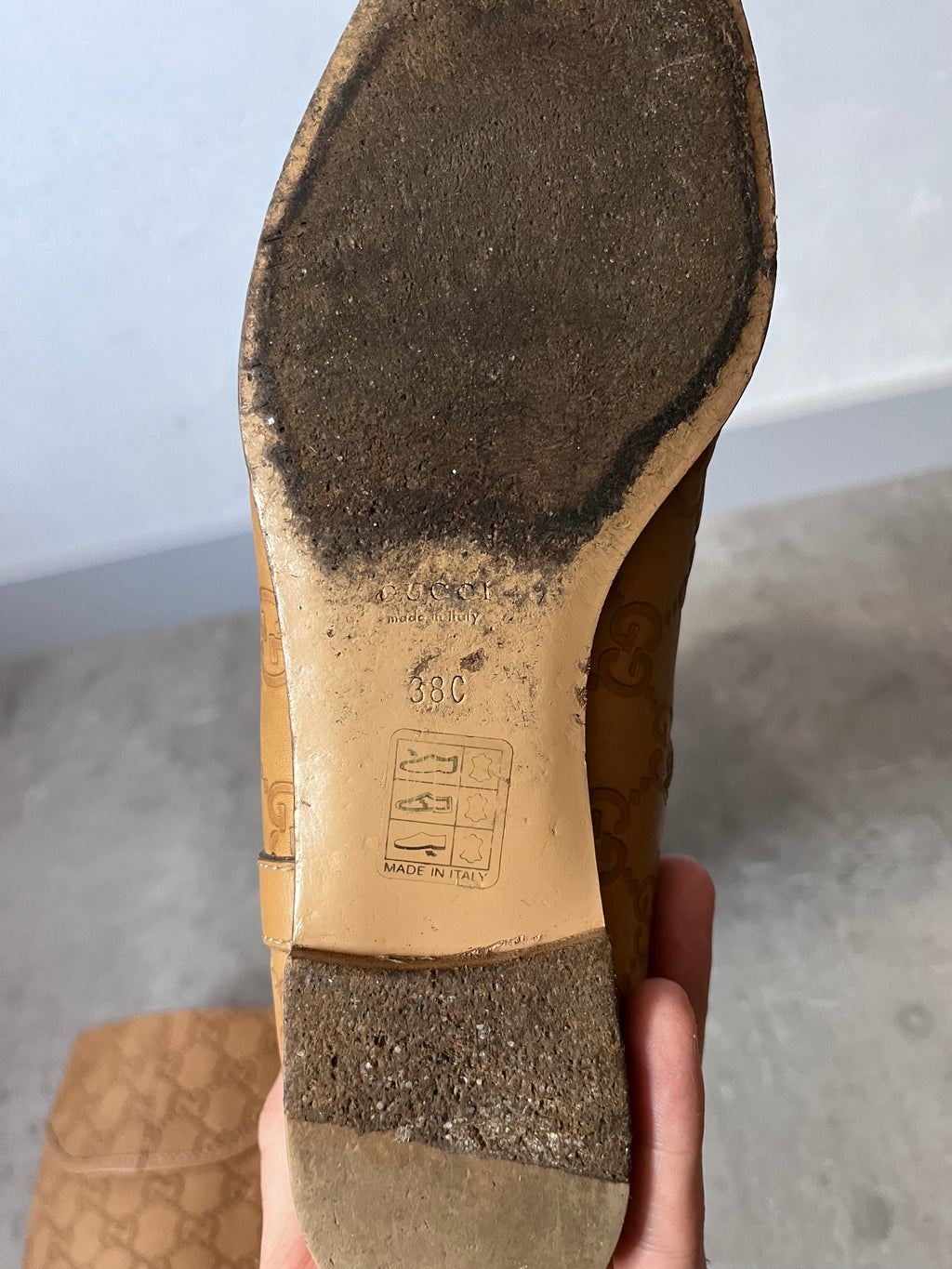 2000s Gucci GG Monogram Big Logo Leather Boots Beige Women - 38