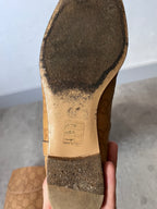 2000s Gucci GG Monogram Big Logo Leather Boots Beige Women - 38