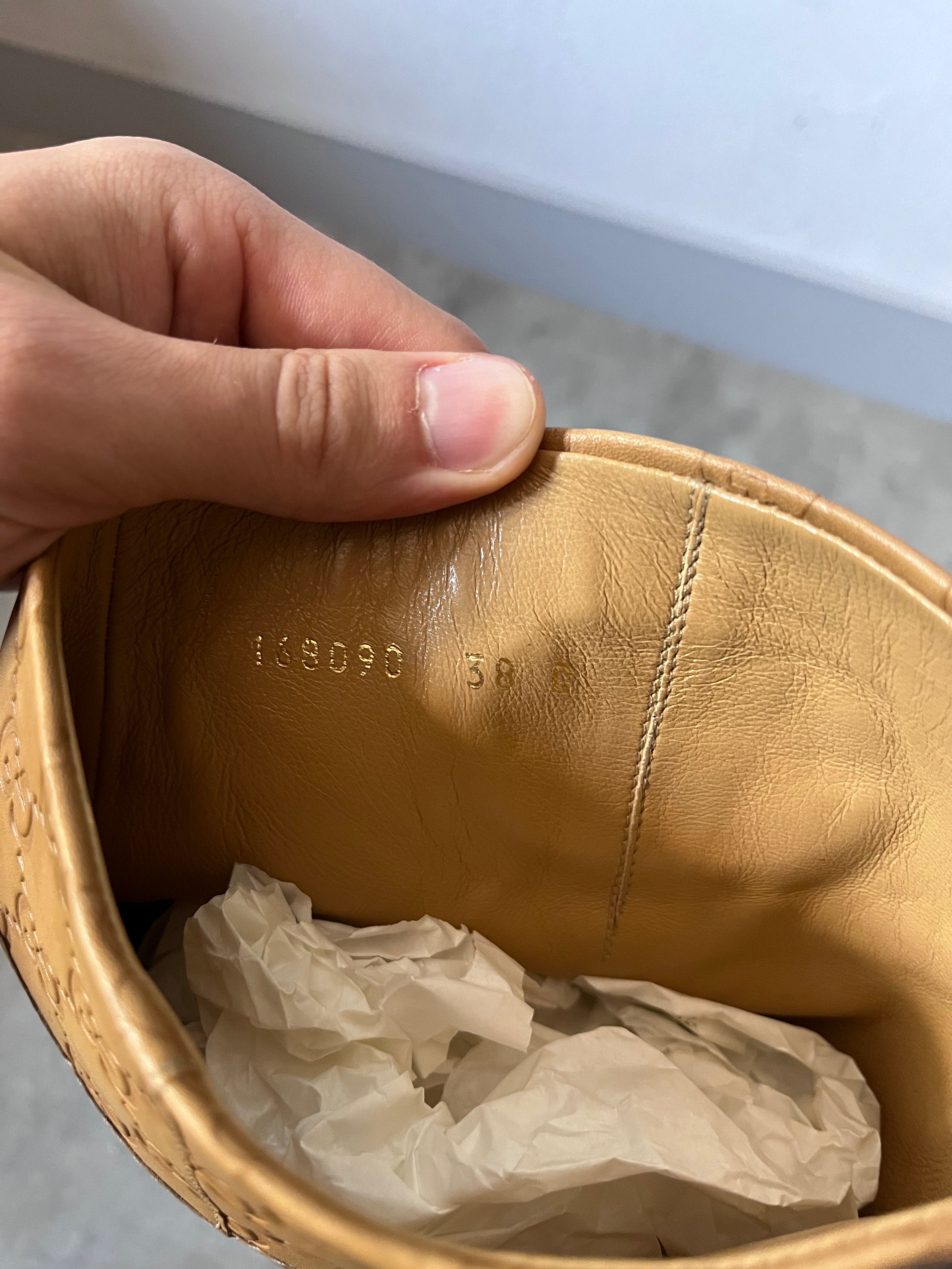 2000s Gucci GG Monogram Big Logo Leather Boots Beige Women - 38