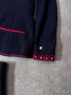 F/W 1997 Chanel Suit Set Worn by Karen Elson Full Runway Look Wool Silk Navy Red Women - M