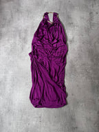 Roberto Cavalli Gold Snake Neck Viscosa Dress Purple Women - M