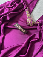 Roberto Cavalli Gold Snake Neck Viscosa Dress Purple Women - M