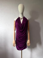 Roberto Cavalli Gold Snake Neck Viscosa Dress Purple Women - M