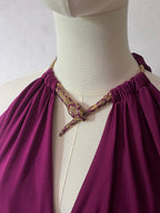 Roberto Cavalli Gold Snake Neck Viscosa Dress Purple Women - M