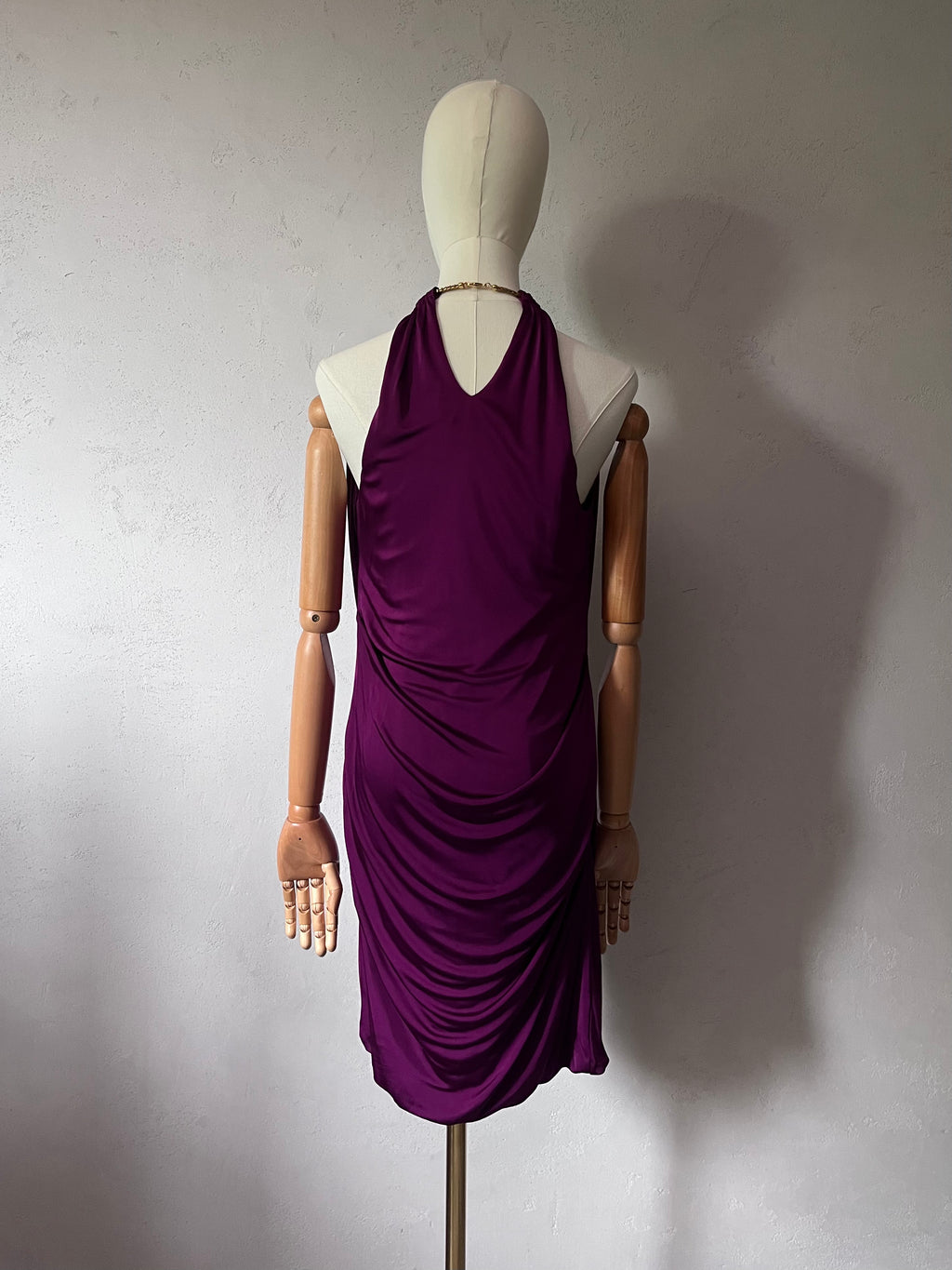 Roberto Cavalli Gold Snake Neck Viscosa Dress Purple Women - M