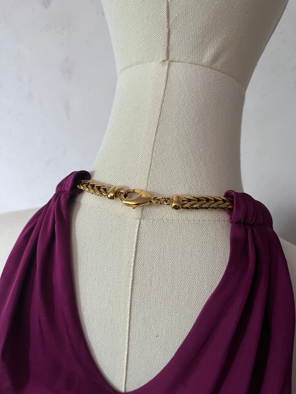 Roberto Cavalli Gold Snake Neck Viscosa Dress Purple Women - M